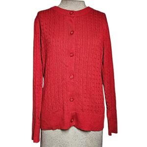 Red Button Front Cardigan Sweater Size Medium
